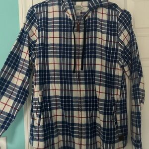 L.L. Bean Blue Plaid Hooded Jacket